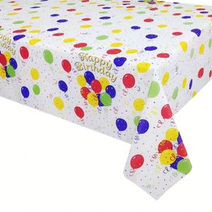 Colorful Balloons Plastic Tablecloth Rectangle 54x108in Happy Birthday Plastic <b>Table</b> <b>Cloths</b> <b>Disposable</b> Party Tablecloth - Product Image 1