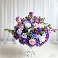 C-338 Boule de fleurs artificielles en soie violette personnalisée, décoration de table de mariage, centre de table de mariage, décorations de table