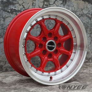 F80868 15 pulgadas 8.0j ET15 4X100/114,3/73,1, rojo amarillo azul verde del borde de la buena calidad de aleación de ruedas modificado modelo de nuevo diseño - Product Image 3