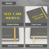 Journal de bien-être guidé à couverture rigide en lin avec impression personnalisée