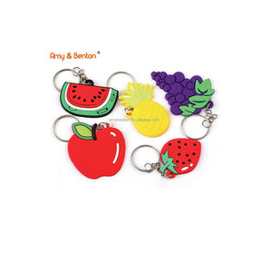 Portachiavi di frutta in PVC leggero anguria limone fragola ciliegia portachiavi per borsa per premi scolastici - Product Image 1