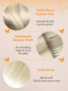 Наращивание волос Geniu-настоящие человеческие волосы, 50 г пепельно-коричневого цвета, выделенный золотисто-светлый машинный уток, завязанный вручную, пришив - Product Image 5