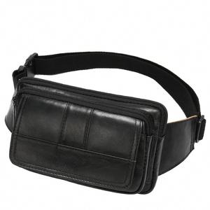 Riñonera Táctica de Cuero Genuino para Exteriores, para Hombre y Mujer, Bolsa de Cintura, Mochila de Viaje con Cierre - Product Image 1