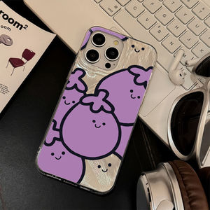 เหมาะสำหรับ iPhone 17 Pro Max, เคสผ้าทูลล์สีม่วงน่ารักลายมะเขือยาวพร้อมรูขนาดใหญ่, เคสโทรศัพท์กันกระแทก - Product Image 3