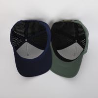 Casquette de baseball unisexe 5 panneaux en polyester respirant, imperméable et à séchage rapide, avec logo personnalisé, ajustable et performante
