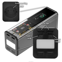 100W 27000mAh Stasiun Portabel Inverter Gelombang Sinus Murni Baterai Lithium Ion Senter LED Kompatibel UK Generator Tenaga Surya untuk