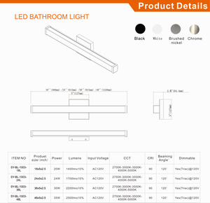 Long Chrome Salle De Bains Dimmable <span class=keywords><strong>Miroir</strong></span> Lampe Décorative Moderne Bain <span class=keywords><strong>LED</strong></span> Applique Murale 5CCT - Product Image 5