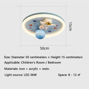 Lámpara de Techo LED de 36W con Protección Ocular, Regulable, para Habitación Infantil, Serie Avión, Astronauta, Planeta, Luz Interior para Dormitorio Infantil - Product Image 6