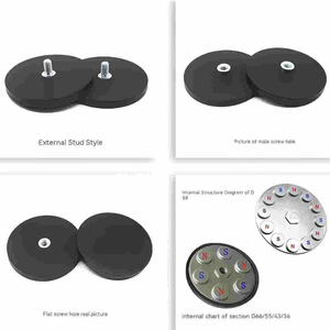 Base Magnética Superfuerte de Neodimio <span class=keywords><strong>con</strong></span> Recubrimiento de Goma, Soporte de Tornillo <span class=keywords><strong>con</strong></span> Rosca M4 M5 M6 de 31 36 43 66 88 mm, Imanes - Product Image 4