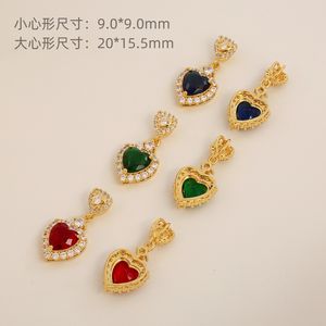 18K oro placcato in ottone a forma di cuore ciondolo Micro intarsiato zircone ciondoli grande cuore e forma attenta - Product Image 4