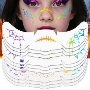 Parches de Maquillaje <span class=keywords><strong>con</strong></span> Purpurina para Halloween, <span class=keywords><strong>Tatuajes</strong></span> Faciales de Pecas Holográficas Multichrome, Resistentes al Agua, para <span class=keywords><strong>Mujeres</strong></span> y Niños - Product Image 1