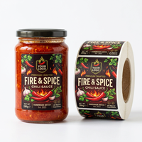 Étiquettes personnalisées pour sauce piquante, rouleaux de logos, autocollants adhésifs pour bocaux alimentaires, autocollants en vinyle imperméables pour bouteilles de sauce chili en verre
