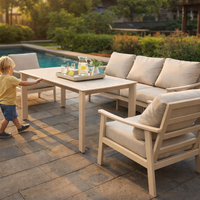 IPX5 Wetterfestes Terrassen-Aluminium-Gartensofa Kratzfeste Oberfläche Outdoor-Sofa L-Form Patio-Sofa