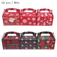 Santa Gift Cookie Sweet Chocolate Packaging Box Boîtes à poignée en papier pour la fête de Noël Joyeux Noël Nouvel An