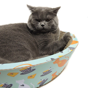 Cartoon Corrugated Cardboard Cat Bed Bowl <b>Scratch</b> <b>Pad</b> Round Pet Bed For Cats Wear Resistant <b>Scratch</b> Resistant - Product Image 2
