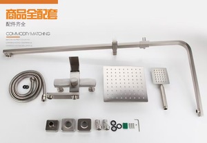 Robinet thermostatique monocommande en acier inoxydable 304 brossé, douchette carrée murale, barre coulissante, douche portable chaude et froide - Product Image 5
