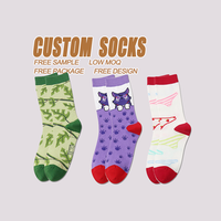 Robe Jacquard Animal Personnalisée Colorée Festival Fou Drôle Femmes Équipage Dessin Animé Chaussettes Coton