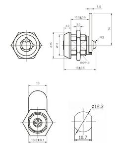 אבטחה גבוהה סגסוגת אבץ 10 מ "מ מיני קאם עם 3 מפתחות כרום לסיים עבור מכונת פרסום - Product Image 5