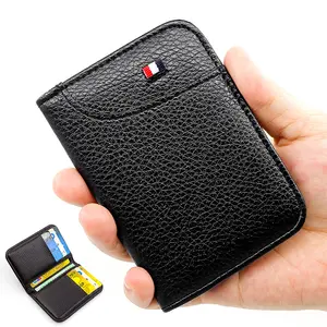 Nhà sản xuất biểu tượng tùy chỉnh người đàn ông 9 khe cắm mềm PU da du lịch kinh doanh RFID Bifold chủ thẻ ví cho cho người đàn ông