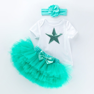 Vendita Diretta dalla Fabbrica <span class=keywords><strong>Set</strong></span> di Tutine per Bambina 0-2 Anni con Maniche Corte, Vestito per <span class=keywords><strong>Compleanno</strong></span> e Festival, Gonna in Pizzo - Product Image 4