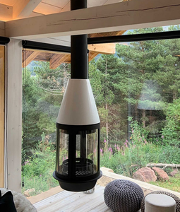 <span class=keywords><strong>Cheminée</strong></span> <span class=keywords><strong>suspendue</strong></span> moderne JK 565 mm en acier, bioéthanol/bois, sans fumée, écologique, montage au plafond intérieur - Product Image 3