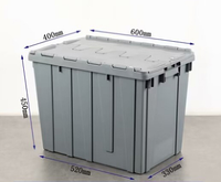 Conteneur et caisse de rangement en plastique empilable de qualité alimentaire, robuste, pour le déménagement, avec couvercles à charnières