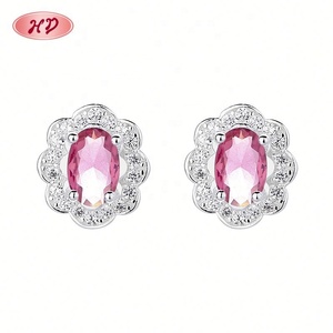 Boucles d'oreilles clous fleur chic vintage en argent 925 avec zircon coloré, bijoux de mode pour femme, idéales pour les fêtes et les cadeaux - Product Image 1
