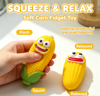 Jouet Squishy Mignon en Forme de Maïs avec Visage Amusant, Jouet Sensoriel Anti-Stress à Presser en Forme de Légume, Cadeau Nouveauté pour Enfants, Vente en Gros