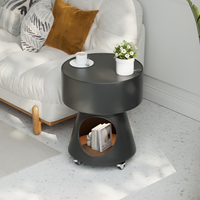 Table d'appoint noire créative en forme de chat avec roulettes universelles, table basse mobile pour salon, table de chevet, petite table de rangement