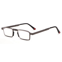 Lunettes de lecture pliantes légères de haute qualité cadre en métal gris étui Anti-lumière bleue Portable pour hommes et femmes lecteurs