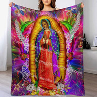 Cadeaux chrétiens pour femmes Cadeaux catholiques Notre-Dame de la Vierge Marie Couverture religieuse Couverture en micro polaire ultra-douce