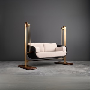 Divano italiano in tessuto minimalista, divano con culla a fila diritta del Designer del soggiorno, luce moderna minimalista divano sospeso di lusso - Product Image 5