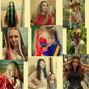 Extension per <span class=keywords><strong>Capelli</strong></span> Sintetici a Clip da 20 Pollici, Lisci con Riflessi Colorati, per Ragazze, Bambini e Donne - Product Image 6