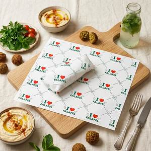 Papel Encerado Reciclado Impreso Personalizado para Comida Rápida, Papel Antigrasa Desechable de Grado Alimenticio para Hamburguesas, Sándwiches y Pan - Product Image 1