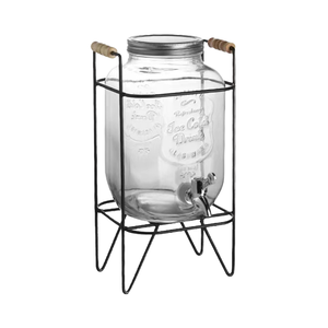 Distributeur d'<span class=keywords><strong>eau</strong></span> en verre de qualité alimentaire 4L 5L 8L Robinet d'<span class=keywords><strong>eau</strong></span> pour boissons Base en bois et métal avec couvercle - Product Image 4