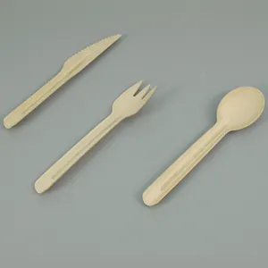 Compostable Sugarcane Bagasse Cutlery Tableware Paper Utensils Set Fiber Pulp Disposable Knife Fork Spoon
