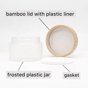 Envase de paquete de crema facial cosmética vacía para ojos, 50g, 150g, 250g, tarro de plástico transparente para el cuidado de la piel de ámbar esmerilado con tapa de Bambú - Product Image 3