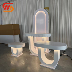 SMOOTH Customized Wedding 3D Event Backdrop Pvc Panel <b>Table</b> Two Cake <b>Table</b> Set for Wedding Party Stage <b>Decoration</b> - Product Image 3