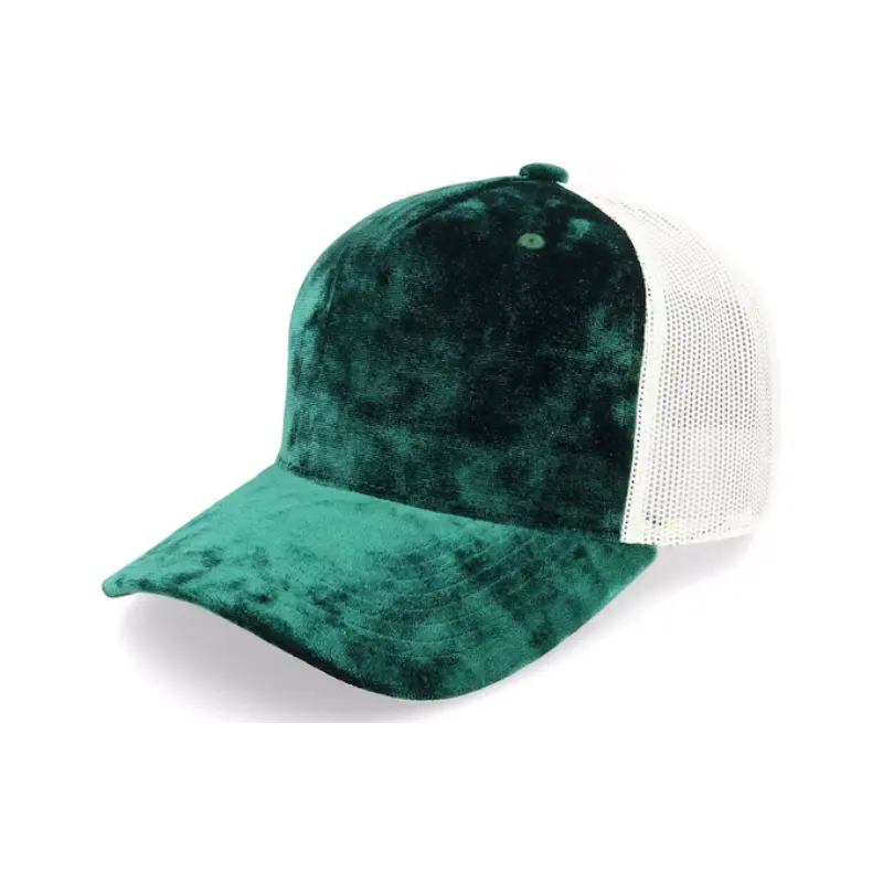 Velluto verde avorio con struttura in maglia da camionista Vintage 5 pannello 112 cappello da camionista in schiuma colore bianco tessuto cappello da camionista per gli uomini