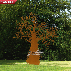 Sculpture d'arbre en métal abstrait de grande taille pour l'extérieur, statue de forêt en corten - Product Image 2