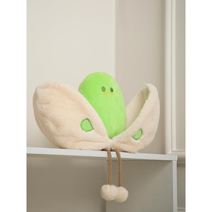 Jouet créatif en peluche amusant en forme de pistache 3D, adorable grain vert avec tissu ouvert, décoration de bureau à domicile pour enfants - Product Image 2