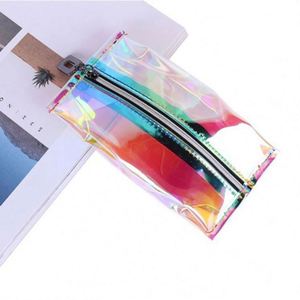 Sac de rangement pour cosmétiques en TPU holographique imperméable pour femmes, étui de voyage pour maquillage avec fermeture éclair - Product Image 3