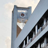Horloge de bâtiment extérieure moderne sur mesure avec cadre en acier inoxydable, heure automatique par satellite, éclairage nocturne