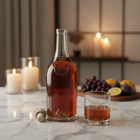 Carafe en verre haut de gamme la plus vendue 700ml/750ml avec bouchon en liège finition mate impression logo personnalisé pour spiritueux, stockage, bar à domicile, cadeau