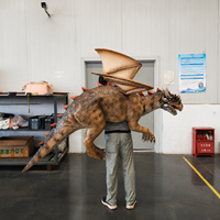 Marionnette d'épaule réaliste dinosaure bébé animatronique avec yeux mobiles, bouche qui s'ouvre, légère, accessoires de performance pour fêtes et parcs à thème