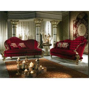 Ensemble de canapés meubles <span class=keywords><strong>France</strong></span> canapés de salon italiens de luxe canapés de salon en velours couleur rouge - Product Image 1