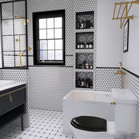 Mosaïque céramique hexagonale, moderne, minimaliste, lumineuse, irrégulière, noire et blanche, antidérapante, pour salle de bain, cuisine, toilettes, carrelage de sol