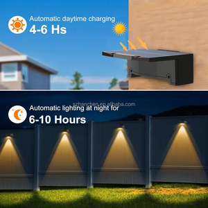 <span class=keywords><strong>Lampe</strong></span> murale <span class=keywords><strong>solaire</strong></span> à LED RVB sans fil IP65 sans perçage pour jardin clôture escalier déco carré atmosphère extérieure - Product Image 5