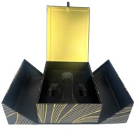 Boîte cadeau magnétique de luxe à double porte personnalisée en gros avec estampage à chaud doré pour l'emballage de parfums