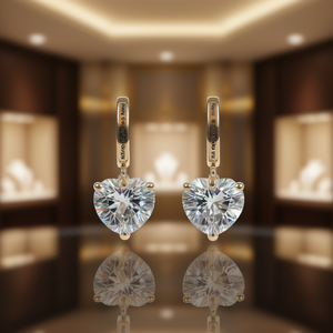 Orecchini Pendenti a Cuore in Cristallo Miaouskina, Placcati in Oro 18K con Incastonatura a Griffe, Classici da Indossare Ogni Giorno per Donne - Product Image 2